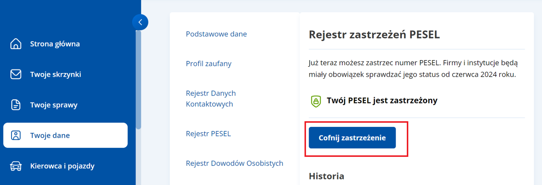 Jak cofnąć zastrzeżenie numeru PESEL przez portal mObywatel.gov.pl?